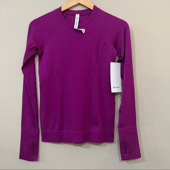 NWT Lululemon Rest Less Pullover Aerial Deep Fuschia Highlight Purple Sz 4 Gym - Picture 2 of 9